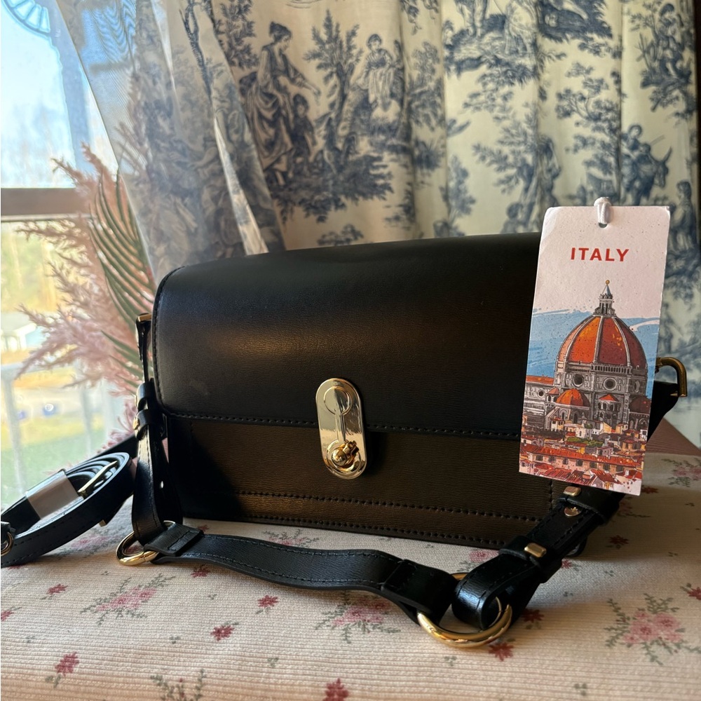 Cheval Firenze Elegant Black Leather Shoulder Bag